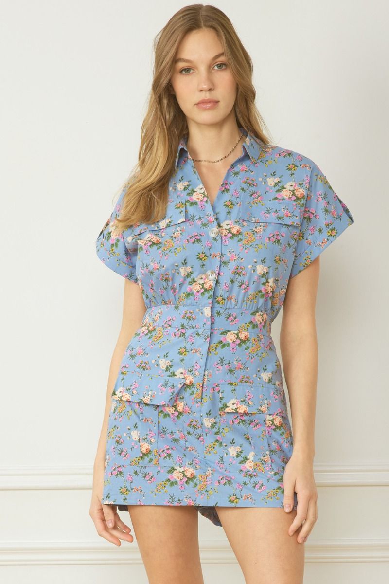 Floral sales skort romper